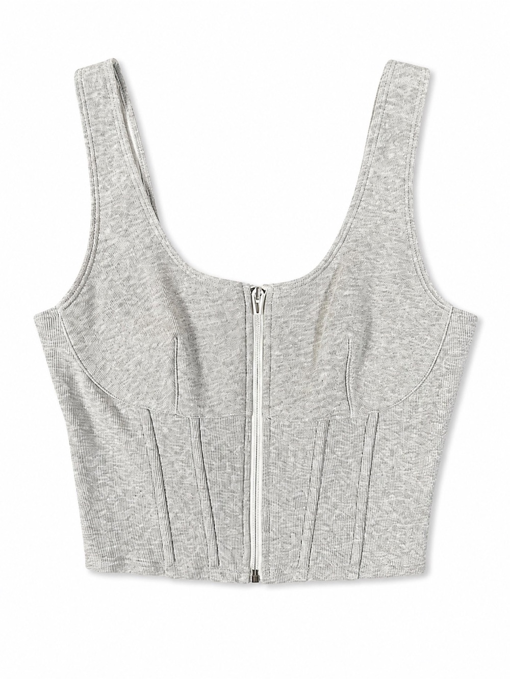 Victoria's Secret On Point Corset Zip Front Crop Tank Top Heather Gray Medium